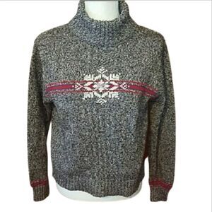 LIZ CLAIRBORNE graysnowflake foldover turtleneck MP‎